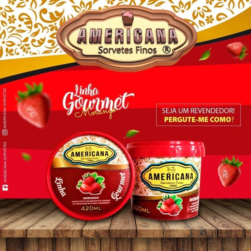 Linha Gourmet Morango | Sorvete | Sorveteria Americana